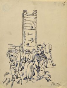 Espanha, mercado sob a torre, 1934